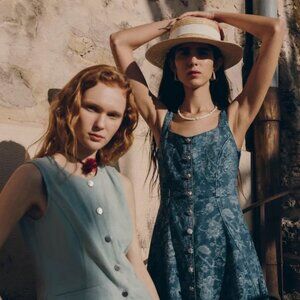 Ella Flora Laserwork Strap Maxi Dress in Cotton Denim